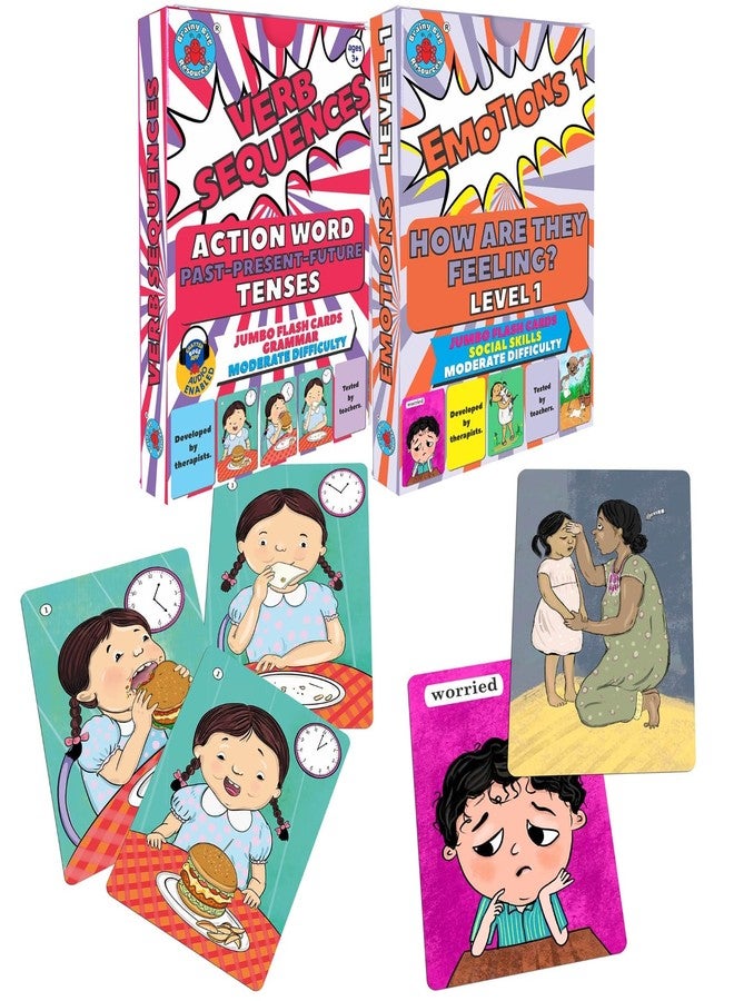 Brainy Bug Resources Verb Sequences and Emotions Level 1 | Flashcards to Develop Grammar, Vocabulary and Emotional Literacy | Learn English | Special Needs Kids - Image 1